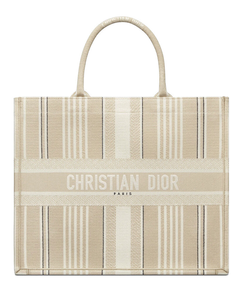 Christian Dior Book Tote Velvet Mizza Embroidery Canvas Apricot